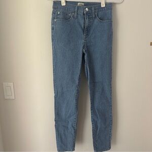 J. Crew - Pinstripe 9 Inch High Rise Toothpick Jeans
